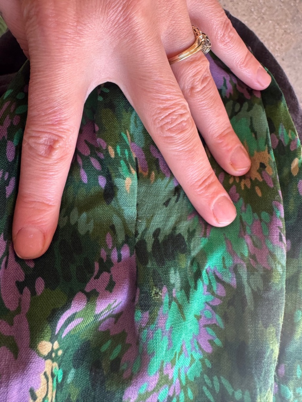 Yves Saint Laurent Rive Gauche Vintage Green & Purple Floral Dress (7.5-8, M) - Picture 12 of 12